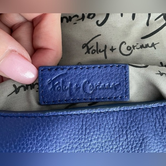 VGUC, Foley + Corinna Blue Pebbled Leather Shoulder Bag - Picture 4 of 5